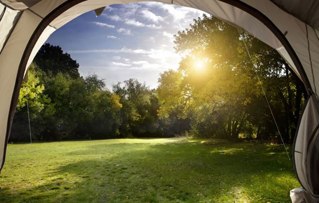 the view from inside a tent
